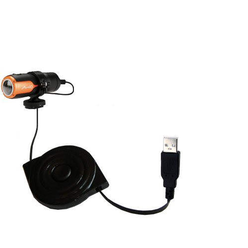 Gomadic USB Power Port Ready Retractable USB Charge USB Cable Wired specifically for The Mio MiVue M350 and uses TipExchange