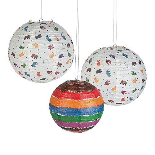 Fun Express - Brown Bear Paper Lanterns -6pc- for Birthday - Party Decor - Hanging Decor - Lanterns - Birthday - 6 Pieces