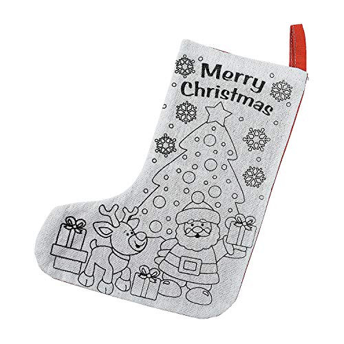 Fun Express DIY Christmas Stocking Crafts - 12 Color Your Own Activities - Holiday Crafts for Kids