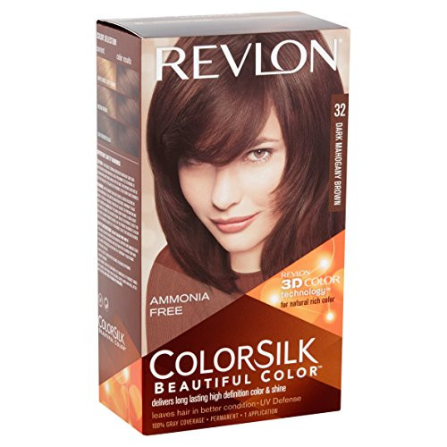 Revlon ColorSilk Hair Color -32- Dark Mahogany Brown 1 ea -Pack of 4-