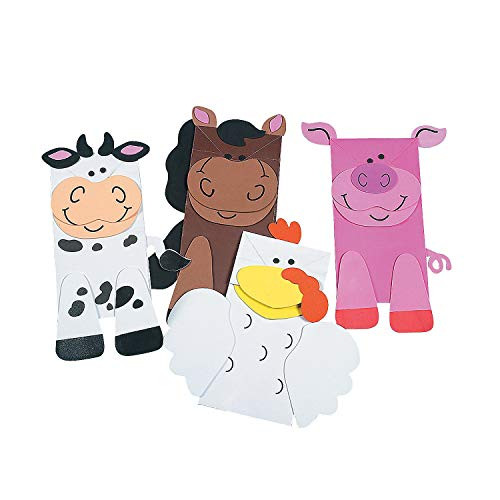 Farm Animal Friend Puppets Craft Kit - Makes 12 - Cow Horse Chicken Pig - Crafts for Kids and Fun Home Activities