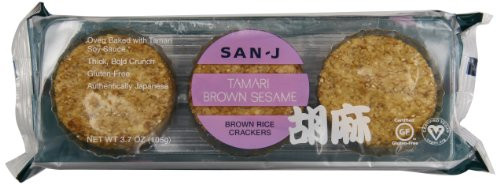 San J Tamari Rice Crackers Brown Sesame 3.7 Ounce