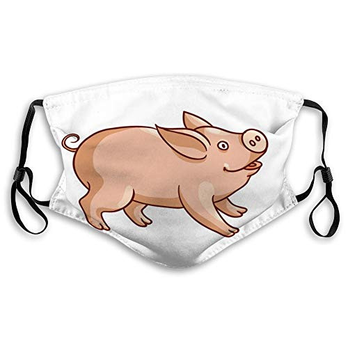 DISGOWONG Mouth Scarf Decoration Breathable Reusable Outdoor Mouth Cover Cute Baby Pig Side View Cartoon One Size