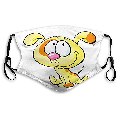 DISGOWONG Anti Breathing Scarf Decoration Cute Yellow Dog Sitting Isolated on White Polyester Covers