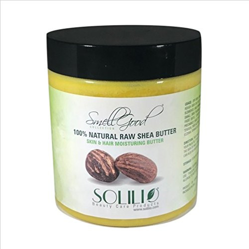 SmellGood - Pure Unrefined Shea Butter totally natural and organic yellow color packed in 16 oz Jar 6 Units