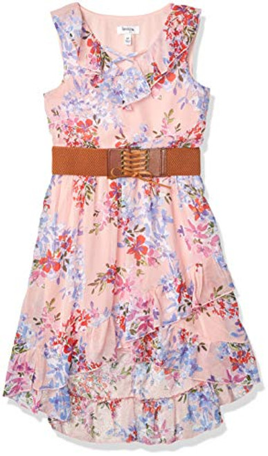 Speechless Girls Sleeveless Belted Boho Dress Pink 8