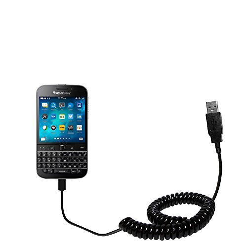 Gomadic USB Charging Data Coiled Cable designed for the Blackberry Classic Will charge and data sync with one unique TipExchange enabled cable