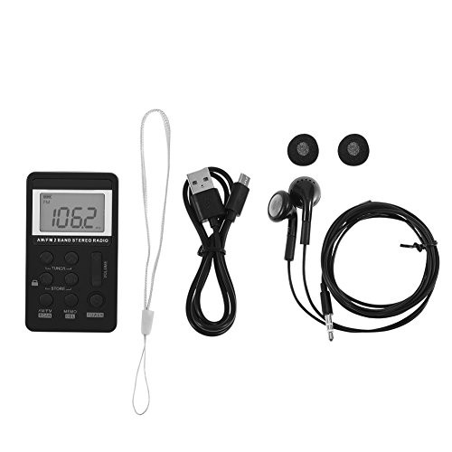 AM/FM Digital Radio Dual Band Mini Stereo Pocket Radio Receiver with LCD Screen Rechargeable Battery and Earphone