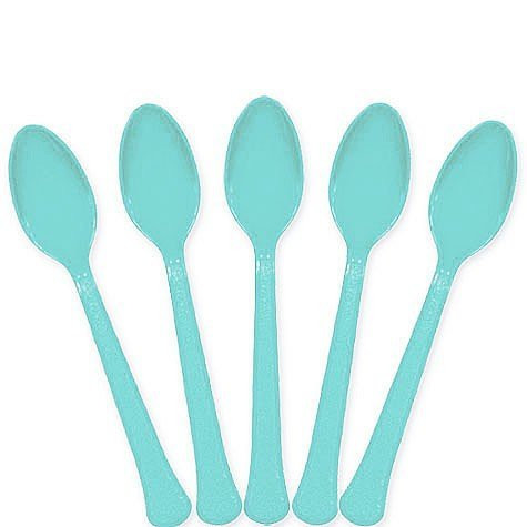Extra Heavy Weight Plastic Spoons - 20ct -Robins Egg Blue-