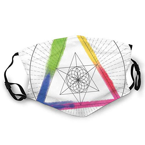 ETHAICO Fillter Face Cloth for Mens and WomensRainbow Star Triangle and Intertwined Circles Pattern Occult Symbol Design?Cold Mouth Dustproof Double Protection