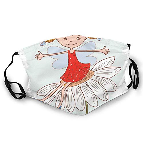 Fillter Face Cloth For mens and womensIllustration Of A Ginger Girl With Two Side Braided Hair Sitting On A Chamomile?Cold Mouth Dustproof Double Protection