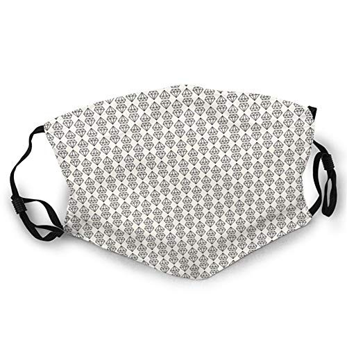 Fillter Face Cloth For mens and womensMonochrome Geometrical Design With Herringbone Pattern Triangles Abstract Pattern?Cold Mouth Dustproof Double Protection