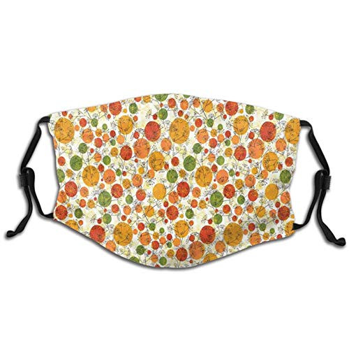 Fillter Cloth For adult and kidsFlowers Pattern Colorful Composition Of Circles Retro Style Nostalgic Design?Reusable Windproof Cloth Half Face Double Protection