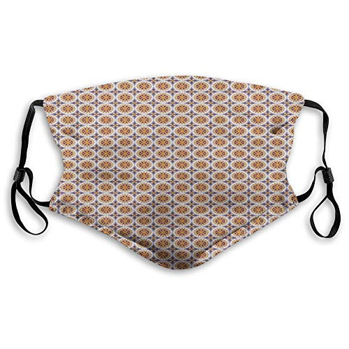 Fillter Cloth For adult and kidsVintage Composition of Flowers with Circles and Abstract?Reusable Windproof Cloth Half Face Double Protection