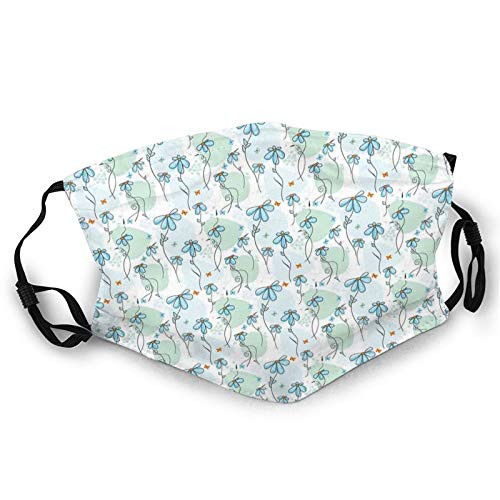 Fillter Face Cloth For mens and womensAbstract Circles Background With Daisies And Butterflies Nature?Cold Mouth Dustproof Double Protection