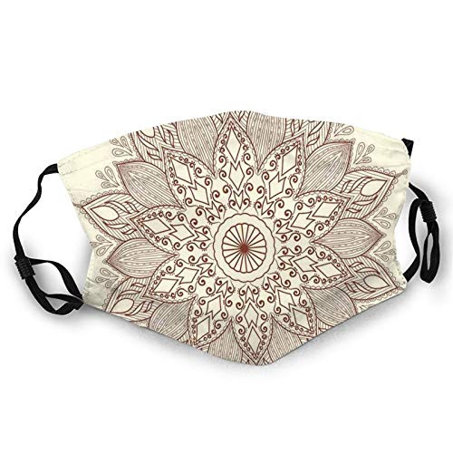 Fillter Face Cloth For mens and womensMandala Flower Ethnic Lace Circle Ornate Retro Pattern Eastern Universe Artistic?Cold Mouth Dustproof Double Protection