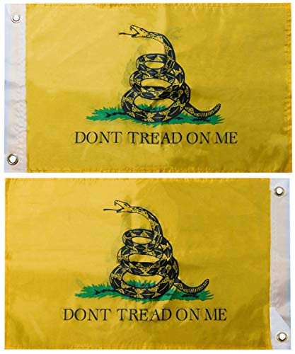 Gadsden Dont Tread On Me Yellow Snake Premium Quality Heavy Duty Fade Resistant Double Sided 12x18 12 inchx18 inch Rough Tex 68D Nylon Car Boat Flag Banner