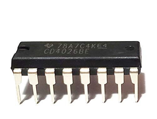 Juried Engineering CD4026BE CD4026 CD4026 CMOS Decade Counter/Divider with Decoded 7-Segment Display Outputs and Display Enable Breadboard-Friendly IC DIP-16 -Pack of 20-