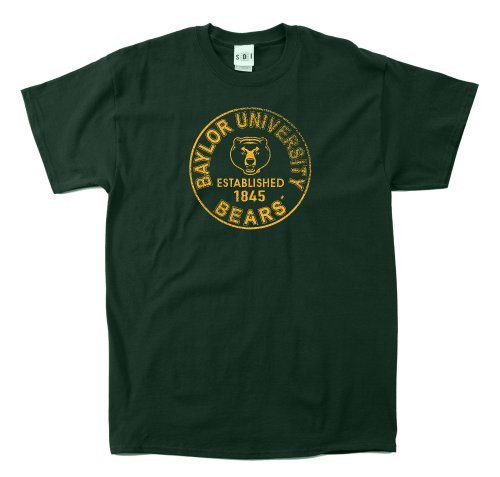 Baylor Bears 100-Percent Pre-Shrunk Vintage Circle College Short Sleeve Tee Small Forest