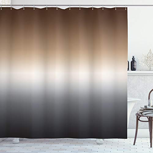 Ambesonne Ombre Shower Curtain Pattern Color Transition Effect Abstract Modern Art Inspired Arrangement Gradient Cloth Fabric Bathroom Decor Set with Hooks 70 inch Long Brown Grey