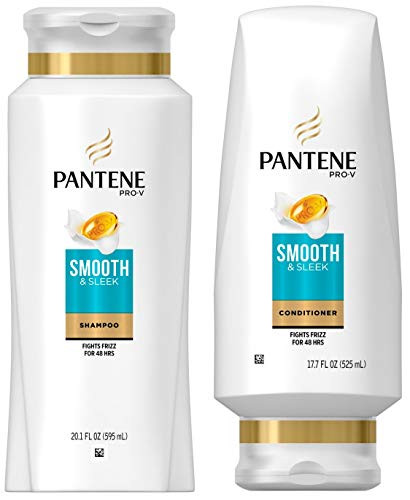 Pantene Pro-V Haircare - Smooth  and  Sleek - Shampoo -20.1 FL OZ-  and  Conditioner -17.7 FL OZ- Set - One -1- Set