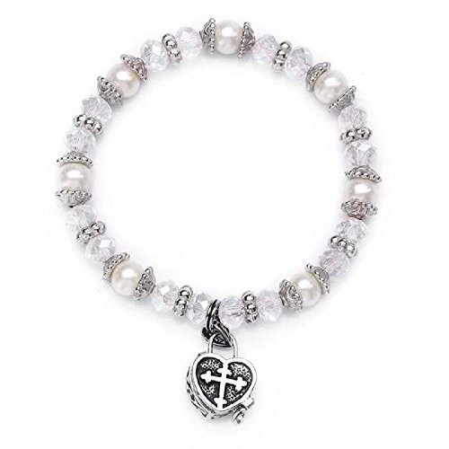 Alexa's Angels 6" RHD child pray box bracelet white stretch