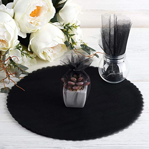Tableclothsfactory 5pcs of 25pcs/ pk 12 inch Tulle Circles Wedding Party Baby Shower Favors - Black