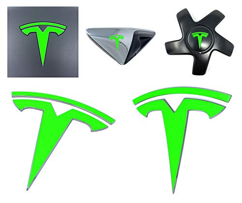 Custom Cut Graphics Tesla Model 3 Logo Decal Wrap -Neon Green-