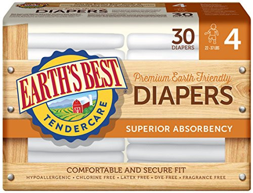 Earths Best TenderCare Chlorine-Free Disposable Baby Diapers -22-37 lbs-Size 4 -30 Count-
