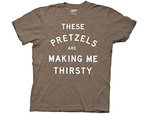 Ripple Junction Seinfeld These Pretzels are Making Me Thirsty Adult T-Shirt Medium Heather Brown