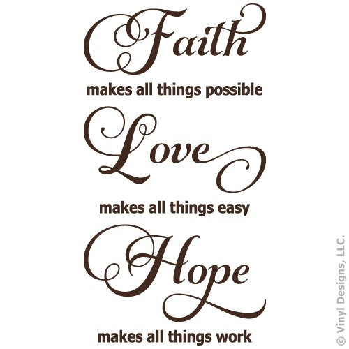 Faith Love Hope Quote Vinyl Wall Decal Sticker Art Words Home Decor Mural Brown