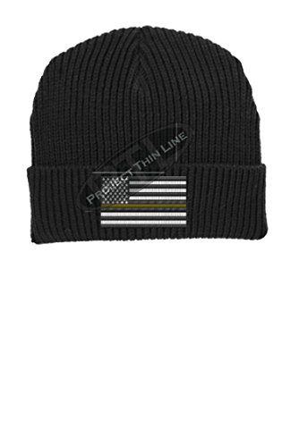 Thin Gold Line American Flag Dispatcher Dispatch Black Hat Cap Winter Watch