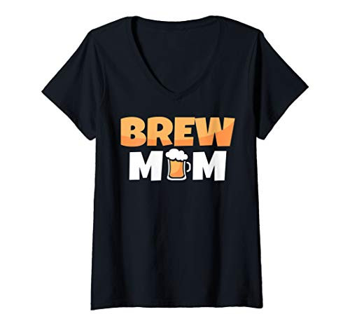 Womens Brew Mom Craft Beer Homebrewing V-Neck T-Shirt