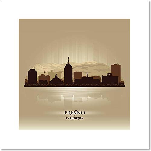 Barewalls Fresno California City Skyline Vector Silhouette Paper Print Wall Art -4in. x 4in.-