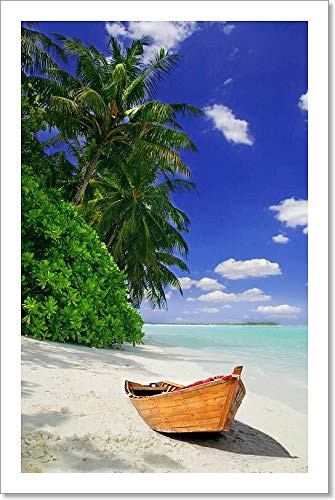 Tropical Beach And Ship Paper Print Wall Art -6in. x 4in.-