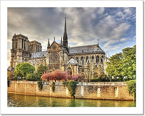 Notre Dame De Paris Cathedral Paper Print Wall Art -8in. x 10in.-
