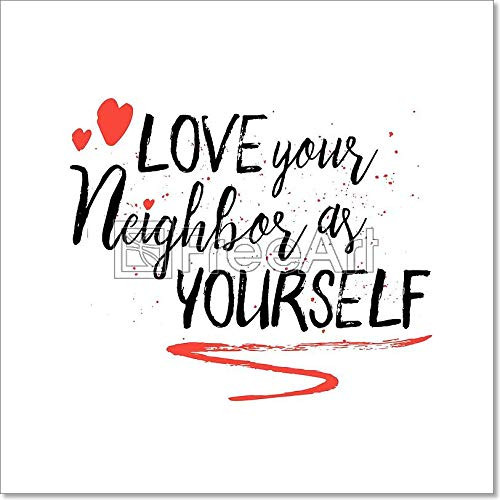 Love Your Neighbor As Yourself Paper Print Wall Art -8in. x 8in.-