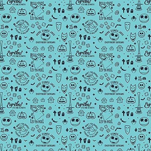 Disney Fabric The Nightmare Before Christmas Master of Fright Creepy Cute in Blue Premium Quality 100 percent Cotton Fabric by The Yard