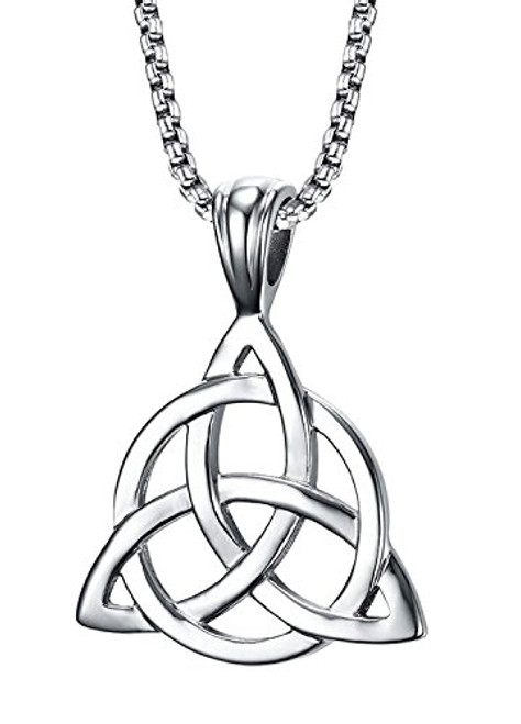 JAJAFOOK Stainless Steel Irish Celtic Triquetra Triangle Trinity Knot Pendant Necklaces JAJAFOOK Stainless Steel Irish Celtic Triquetra Triangle Trinity Knot Pendant Necklaces