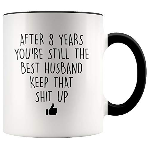 YouNique Designs 8 Year Anniversary Coffee Mug for Him 11 Ounces 8th Wedding Anniversary Cup For Husband Eight Years Eighth Year 8th Year