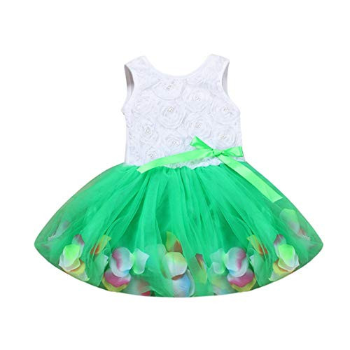 Toddler Baby Girls Lace Flower Tulle Dress Sleeveless Tutu A-line Party Princess Tutu Dresses Gown Outfits 0-4 Years Green