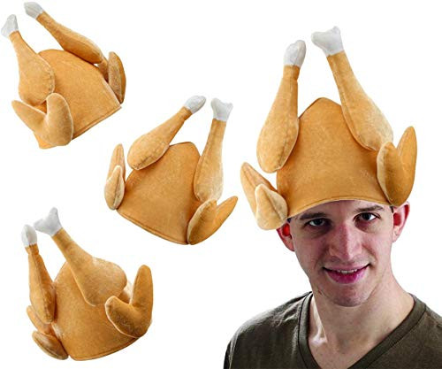 Thanksgiving Roasted Turkey Hat for Women Men Kids Plush Turkey Costumes Thanksgiving Party Hats Funny Hat for Christmas Party Favors Party Supplies Funny Turkey Party Accessory Yellow