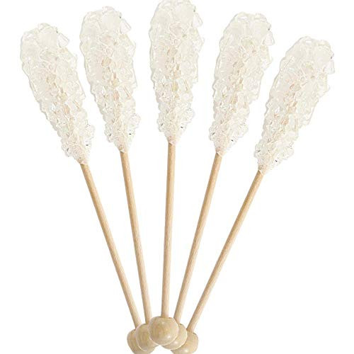 Joe Stix Individually Wrapped Rock Candy Swizzle Sticks - Pure Cane Sugar Rock Candy Sticks - Demitasse Sticks for Coffee Tea or Cocktails -Certified Kosher Non GMO Gluten Free - White 25 Count