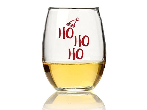 Chloe and Madison "Ho Santa" Stemless Wine Glass, Set of 4, 15 oz
