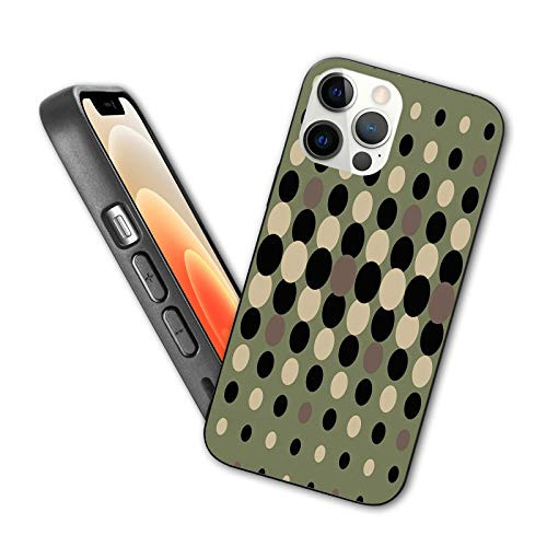 Compatible with iPhone 12 Pro Max case Retro Style Pattern with Geometric Circles Dotted Design with Soft TPU Bumper and Hard PC Back-6.7 inch-
