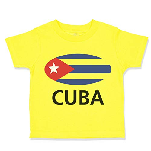 Custom Toddler T-Shirt Cuba Flag Cuban Cotton Boy  and  Girl Clothes Funny Graphic Tee Yellow Zest Design Only 2T