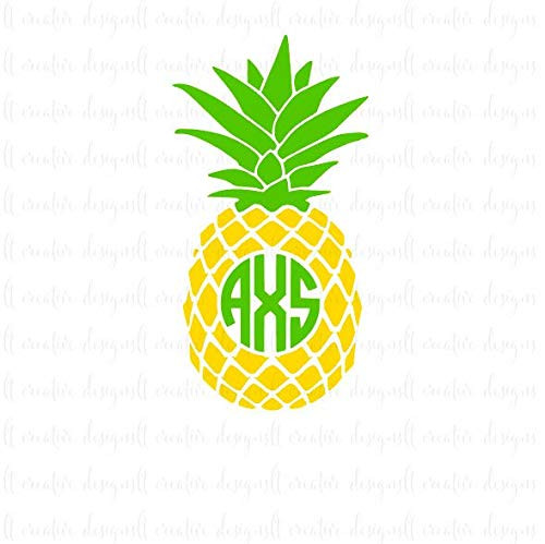Pineapple Monogram Decal Pineapple Decal Pineapple Circle Monogram Frame Decal Vinyl Decal Sticker