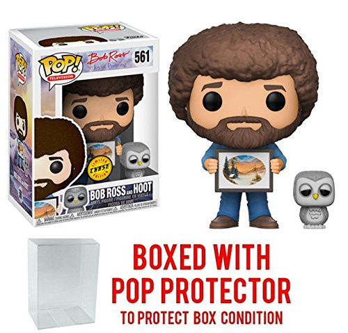 Funko Pop! Television: The Joy of Painting - Bob Ross with Hoot the Owl CHASE Limited Edition #561 Vinyl Figure (Bundled with Pop BOX PROTECTOR CASE)