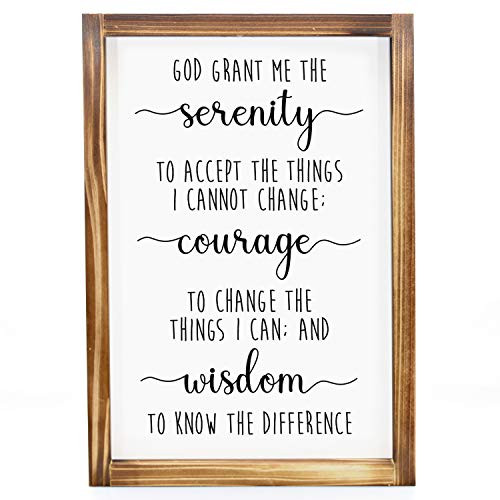 MAINEVENT Serenity Prayer Wall Decor Sign - Bible Verse Wall Art Rustic Farmhouse Decor for The Home Modern Farmhouse Decor Christian Decor Religious Wall Decor with Solid Wood Frame 11x16 Inch