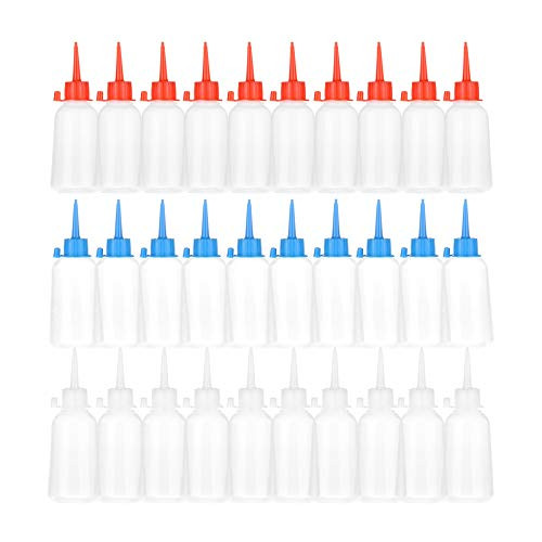STYGALO 30 Pcs 100ml Plastic Clear Tip Applicator Bottle Empty Squeeze Bottle with Cap Translucent Glue Dispenser Bottles Precision Dropper Bottle for DIY Crafts Acrylic Painting